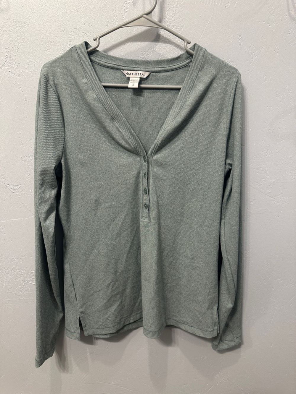 Athleta Sage Green Long Sleeve Henley Top